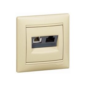 Коммуникационная розетка RJ45 кат.5e + RJ11 Valena (слоновая кость)