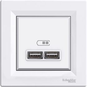 USB зарядка 2,1А/2х1,05А белый Asfora