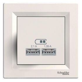 USB зарядка 2,1А/2х1,05А кремовый Asfora