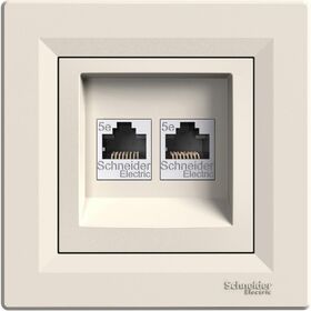 Розетка 2хRJ45, кат. 5e, UTP кремовый Asfora 