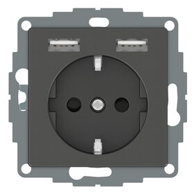 Розетка с з/к + 2 USB 2.4А антрацит System M
