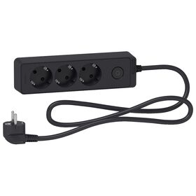 Подовжувач 3 гнізда 3x2К+З 1.5м чорний Unica Schneider Electric 