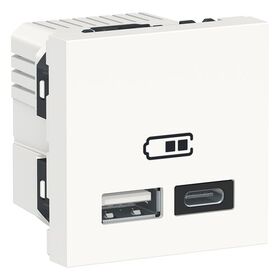 Подвійна USB розетка A+C білий Unica New