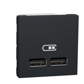 Розетка USB двойная 2 1А 2 модуля антрацит Unica New