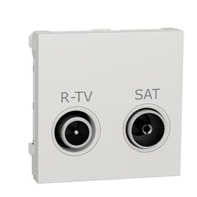Розетка R-TV SAT проходная 2 модуля білий Unica New