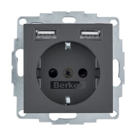 Розетка з з/к 16А/250В + 2хUSB/2.4A антрацит S.1/B.X