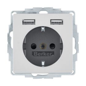 Розетка с з/к 16А/250В + 2хUSB/2.4A алюминий Q.х