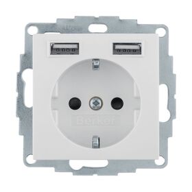 Розетка з з/к 16А/250В + 2хUSB/2.4A біла S.1/B.X