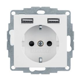 Розетка с з/к 16А/250В + 2хUSB/2.4A полярная белизна S.1/B.X