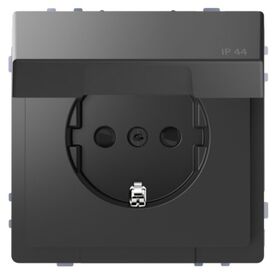 Розетка с заземлением 16А защ. шторки и крышка IP44 серия D-Life Антрацит Merten System Design