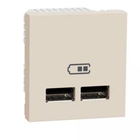 Двойная розетка USB type A, 2.1А 2 мод Бежевий Unica New Schneider