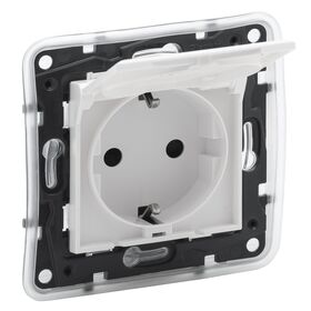 NILOE STEP Розетка силова з кришкою 2К+З IP44 16А, 250 В автоматичні клеми, колір Білий