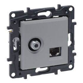 NILOE STEP Розетка комбинированная TV тип F+ RJ45 CAT6 UTP, Цвет Алюминий