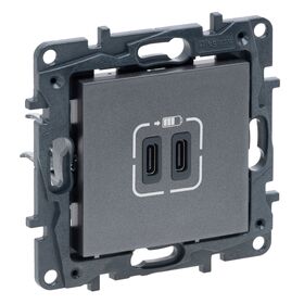 NILOE STEP Розетка USB Тип С+C 15 Вт 5 В, Цвет Сталь