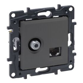 NILOE STEP Розетка комбінована TV тип F та RJ45 CAT6 UTP, колір Сталь