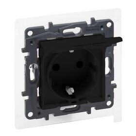 NILOE STEP Розетка силовая с крышкой 2К+З IP44 16А, 250 В автоматические клеммы, Цвет Черный