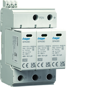Ограничитель импульсного перенапряжения (ПЗИП) T1+T2 3P 37,5kA 1,2kV TN-C + доп -контакт SPA930