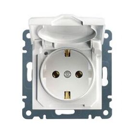 Розетка з з/к з кришкою Lumina біла 16А/230В Hager WL1150