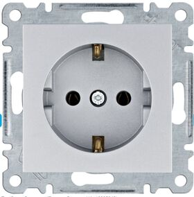 Розетка с заземлением Lumina, серебряная, 16А/230В Hager WL1052