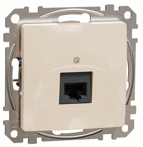 Розетка компьютерная 1*RJ45 cat.5e UTP не экранированная, Sedna Design (Бежевый)