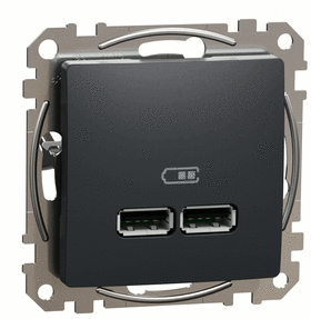 Зарядка двойная USB type A, 2.1А/2*1.05А, Sedna Design (Черный)