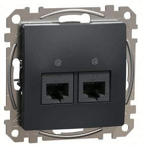 Розетка компьютерная двойная 2*RJ45 cat.5e UTP не экранированная, Sedna Design (Черный)