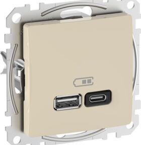 USB розетка A+C, 3 A, 45 Вт, Бежевый Sedna Design Schneider Electric SDD112404