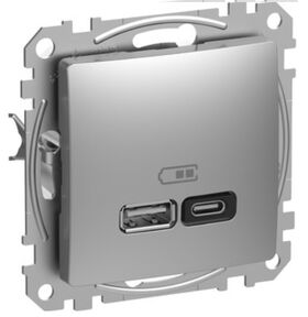 USB розетка A+C, 3 A, 45 Вт, Алюминий Sedna Design Schneider Electric SDD113404