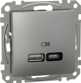 USB розетка, Sedna Design & Elements, тип A+C, 3A, 21 Вт, алюминий Schneider Electric SDD113405