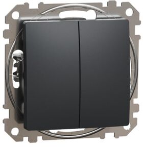 Кнопковий двоклавішний вимикач 10A чорний Sedna Design & Elements Schneider Electric SDD114118