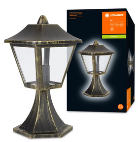 ENDURA CLASSIC Tradition 33CM ALU E27 GD Столбик: Светильник на улицу IP44, Дворики, Балконы, Дорожки: алюминиевый корпус "Черное золото" LEDVANCE фото 1