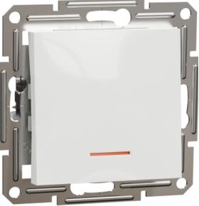 Перемикач 1 клавішний із підсвічуванням 10 A 250V AC 2300 Вт без рамки Білий, Asfora, Schneider Electric EPH1570121