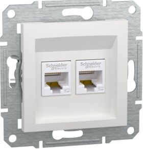 Розетка 2хRJ45 подвійна тип UTP категорія 5E без рамки Білий Asfora Schneider Electric EPH4470121