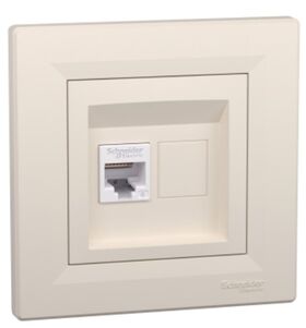 Розетка компьютерная 1*RJ45 cat.6 UTP н/екр. Asfora (кремовый) Schneider Electric EPH4700123