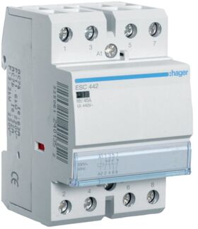 Контактор 40A 4 полюси 2НО+2НЗ [Uc] 230В [Ue] 400 V AC 3-модульний Hager
