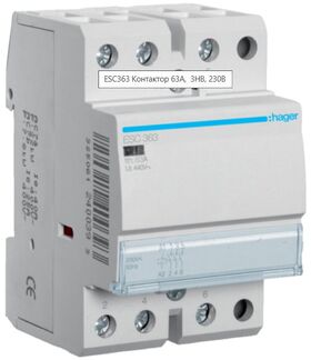 Контактор 63A 3 полюси 3НО [Uc] 230В [Ue] 400 V AC 3-модульний Hager