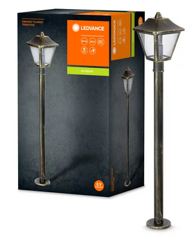 ENDURA CLASSIC Tradition 100CM ALU E27 GD Столбик: Светильник на улицу IP44, Дворики, Балконы, Дорожки: алюминиевый корпус "Черное золото" LEDVANCE фото 1