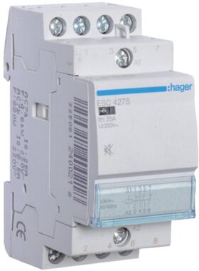 Контактор бесшумный 25A 4 полюса 2НО+2НЗ [Uc] 230В [Ue] 400 V AC 2-модульный Hager