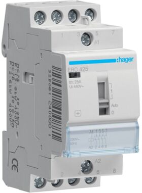 Контактор з ручним керуванням 25A 4 полюси 4НО [Uc] 230В [Ue] 400 V AC 2-модульний Hager