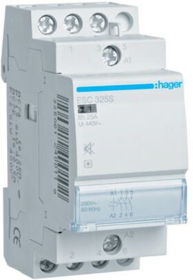 Контактор безшумний 25A 3 полюси 3НО [Uc] 230В [Ue] 400 V AC 2-модульний Hager
