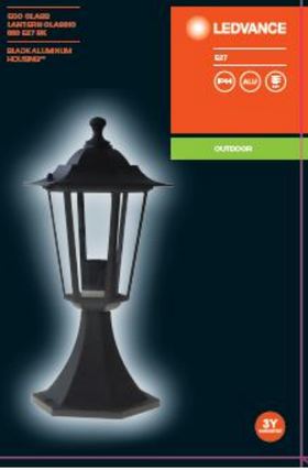 ECO Lantern Classic ALU 360 мм E27 60 Вт IP44 Парковый светильник "Столбик" Алюминий легированный чорний LEDVANCE