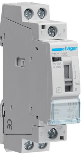 Контактор з ручним керуванням 25A 2 полюси 2НО [Uc] 230В [Ue] 230 V AC 1-модульний Hager