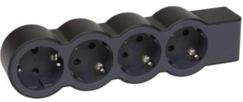 Підовжувач СТАНДАРТ 4х2К+З розеток, 16 А, без кабелю, колір Чорний