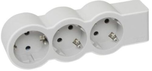 Підовжувач СТАНДАРТ 3х2К+З розетки, 16 А, без кабелю, колір Білий/Сірий