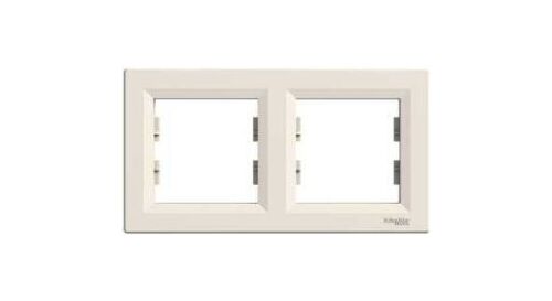 2-местная рамка горизонтальная (крем) Asfora