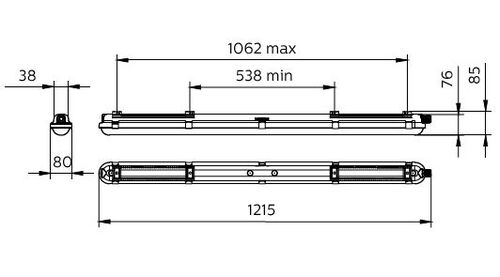 WT120C G2 LED40S/840 PSU L1200 4000 лм, 4000К IP65 IK08 220–240В CoreLine Водонепроницаемый светильник Philips фото 9