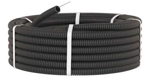 Труба ПВХ гибкая гофрированная УФ-стойка, д.с.25 / 18,3 мм с протяжкой черный цвет 100м. ДКС