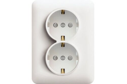 Розетка с заземлением двойная Lumina, біла, 16А/230В