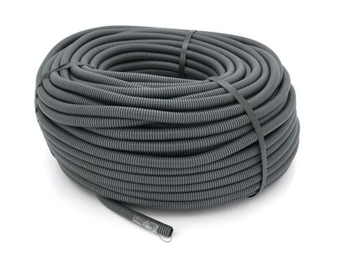 Труба гибкая гофрированная ПВХ 25/19мм с протяжкой серая 350Н бухта 100 м UEA METAKSAN