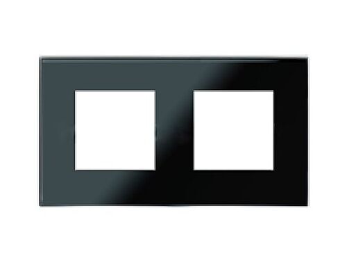N2272 CN Рамка 2 поста черное стекло Zenit